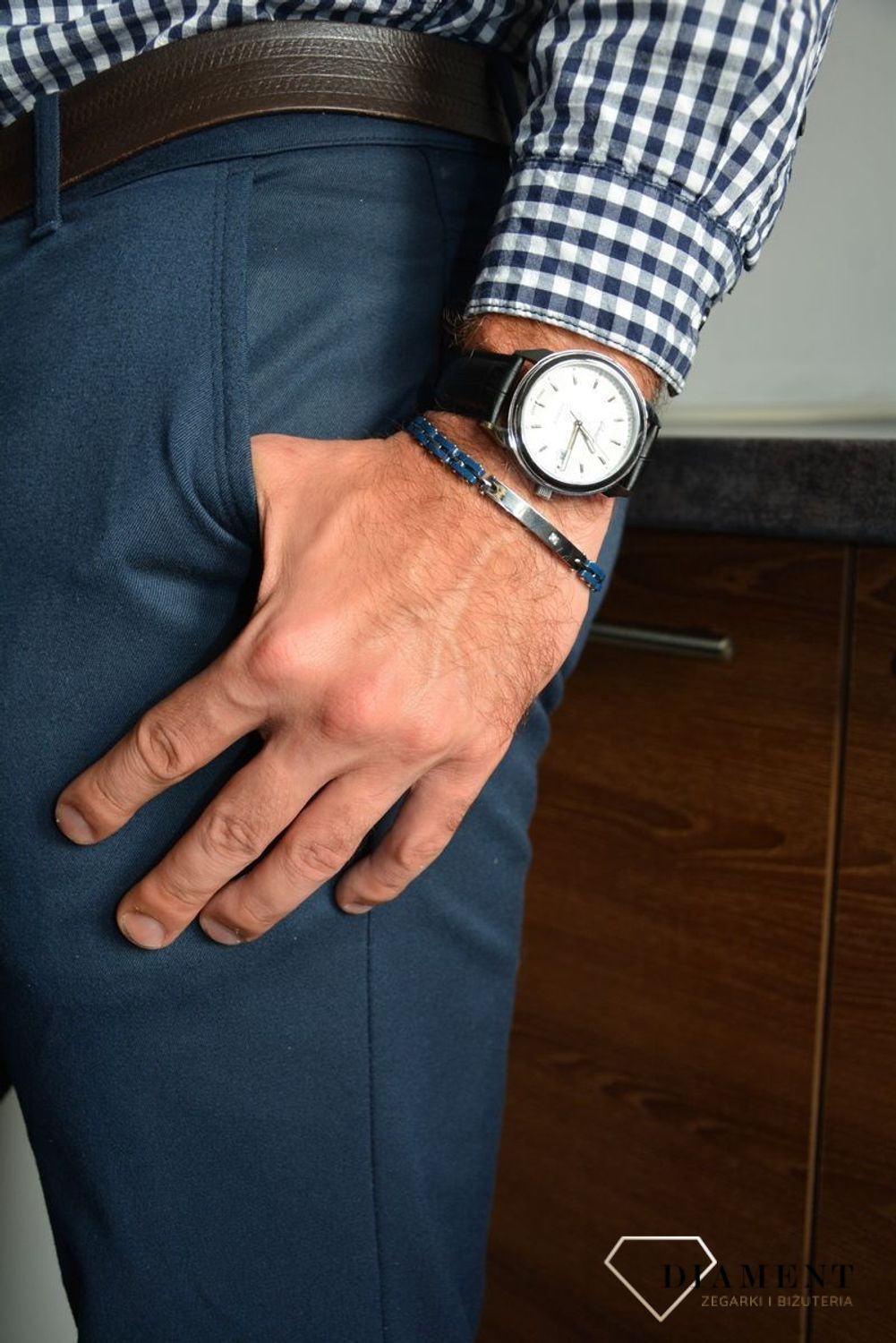 Bransoletka męska niebieska z blaszką, stalowa Nomination 028302 004 ✓bransoletki męskie ✓ Akcesoria męskie ✓ prezent dla faceta Bransoletki Nomination.jpg